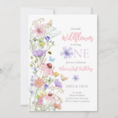 ワイルドフラワーズ蝶フローラボホーガール誕生日 招待状 (正面)