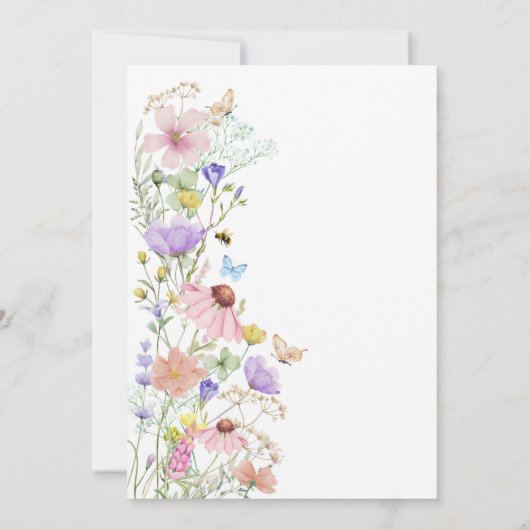 ワイルドフラワーズ蝶フローラボホーガール誕生日 招待状 (裏面)