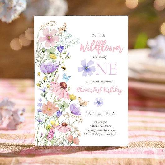 ワイルドフラワーズ蝶フローラボホーガール誕生日 招待状