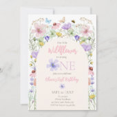 ワイルドフラワーズ蝶フローラボホーガール誕生日 招待状 (正面)