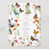 ワイルドフラワーズ蝶《キリスト教》洗礼式や命名式バプテスマ 招待状 (正面/裏面)