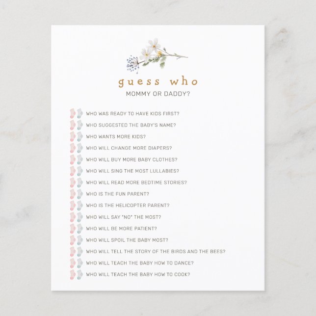 ワイルドフラワーズ誰が赤ちゃんシャワーのゲームを推測 (正面)