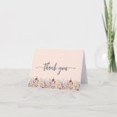 ワイルドフラワーズ赤面ピンクフローラベビーシャワー サンキューカード (正面)