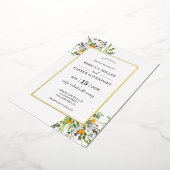 ワイルドフラワーズ金ゴールドエレガントな結婚式の招待状 箔招待状 (回転した状態)