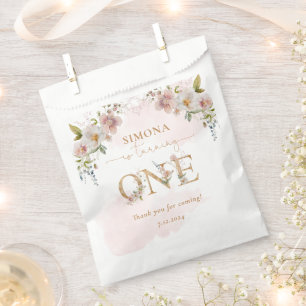 ワイルドフラワーズ金ゴールドガール最初のバースデー感謝していタユー フェイバーバッグ