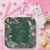 ワイルドフラワーズ金ゴールド「愛の秋」エレガントな結婚式 ペーパープレート (パーティー)