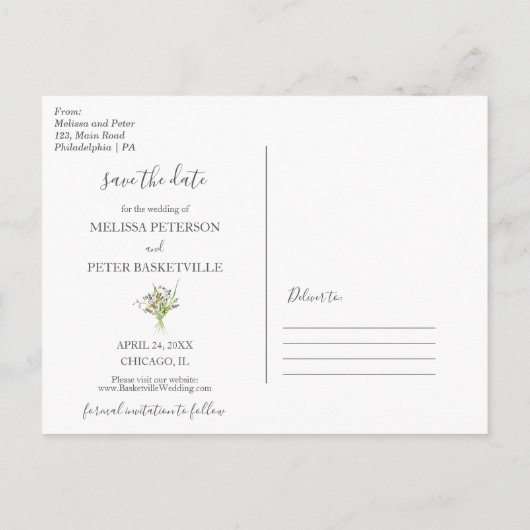 ワイルドフラワーズ開花は日付の写真はがきを保存する 案内ポストカード (裏面)