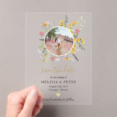 ワイルドフラワーズ開花は日付写真を保存 アクリル招待状 (インサイチュ (ポータブル))