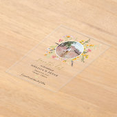 ワイルドフラワーズ開花は日付写真を保存 アクリル招待状 (レイダウン)