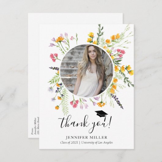 ワイルドフラワーズ開花ズ卒業ありがとうございました写真 案内ポストカード (正面/裏面)