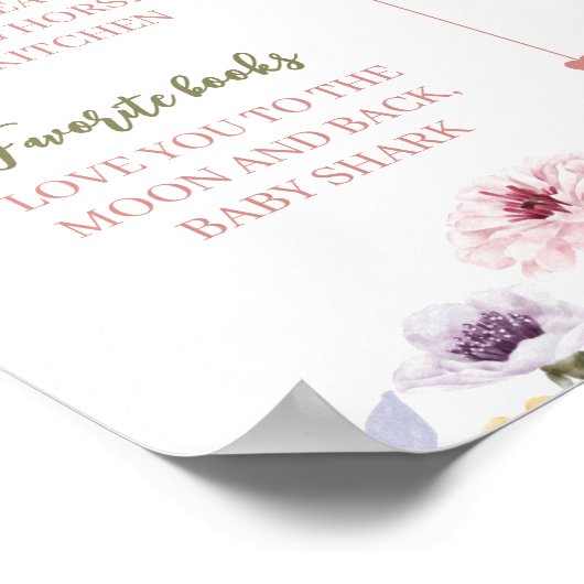 ワイルドフラワーズ1年目の誕生日ベビーマイルストーン ポスター (角)