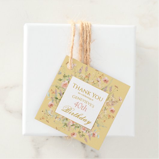 ワイルドフラワーズ40thイエロー誕生日ありがとう フェイバータグ (インサイチュ)