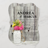 ワイルドフラワーズ5x7結婚式招待状付きメイソンジャース 招待状 (正面/裏面)