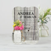 ワイルドフラワーズ5x7結婚式招待状付きメイソンジャース 招待状 (スタンド正面)