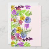 ワイルドフラワーズ70誕生日招待状イン赤面ピンク 招待状 (裏面)