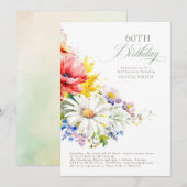 ワイルドフラワーズ エレガント バースデーパーティー 招待状 (正面/裏面)