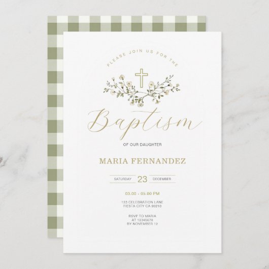 ワイルドフラワーズ《キリスト教》洗礼式や命名式招待状 招待状 (正面/裏面)