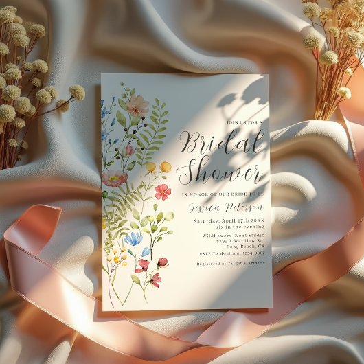 ワイルドフラワーズ&グリーンリーボホーガーデンブライダルシャワー 招待状