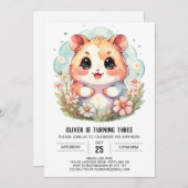 ワイルドフラワーズ デジタル ハムスター 誕生日 招待状 (正面/裏面)