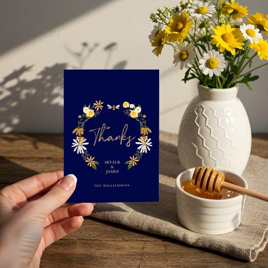 ワイルドフラワーズ&ハニービーフローラリースありがとう サンキューカード