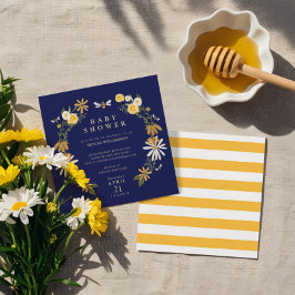 ワイルドフラワーズ&ハニービーフローラリースベビーシャワー 招待状