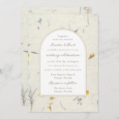 ワイルドフラワーズ フラワーペーパー モダン デジタル ウェディング 招待状 (正面/裏面)