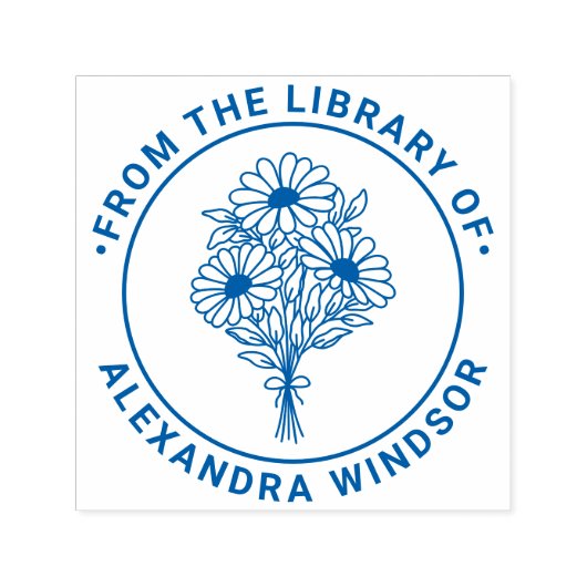 ワイルドフラワーズ ブーケ #2 図書館 本 名前 エンボッサー セルフインキングスタンプ (デザイン)