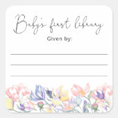 ワイルドフラワーズ- ベイビーシャワーのためのブックプレート、赤ちゃんのための本 スクエアシール (正面)