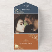 ワイルドフラワーズ ボヘミア バーンオレンジ ウェディング オールインワン招待状 (外側)