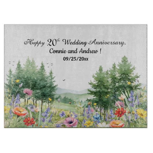 ワイルドフラワーズ マウンテン 20周年記念結婚式 カッティングボード (正面)