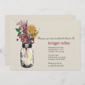 ワイルドフラワーズ&メイソンジャーブライダルシャワー 招待状 (正面/裏面)