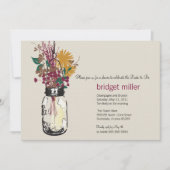 ワイルドフラワーズ&メイソンジャーブライダルシャワー 招待状 (正面)