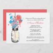 ワイルドフラワーズ&メイソンジャーブライダルシャワー 招待状 (正面/裏面)