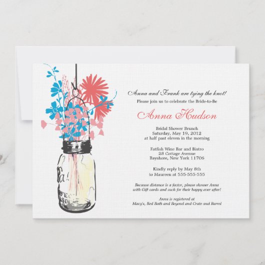 ワイルドフラワーズ&メイソンジャーブライダルシャワー 招待状 (正面)