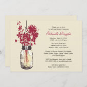 ワイルドフラワーズ&メイソンジャーブライダルシャワー 招待状 (正面/裏面)