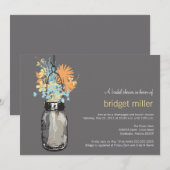 ワイルドフラワーズ&メイソンジャーブライダルシャワー 招待状 (正面/裏面)