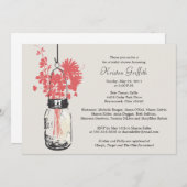 ワイルドフラワーズ&メイソンジャーブライダルシャワー 招待状 (正面/裏面)