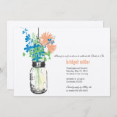 ワイルドフラワーズ&メイソンジャーブライダルシャワー 招待状 (正面/裏面)