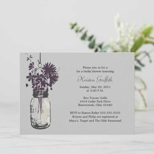 ワイルドフラワーズ&メイソンジャーブライダルシャワー 招待状 (スタンド正面)