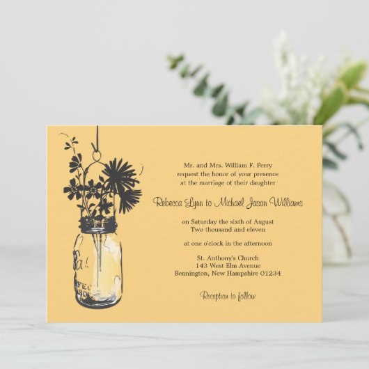 ワイルドフラワーズ&メイソンジャー結婚式招待状 招待状 (スタンド正面)