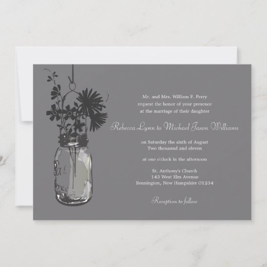 ワイルドフラワーズ&メイソンジャー結婚式招待状 招待状 (正面)