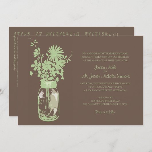 ワイルドフラワーズ&メイソンジャー結婚式招待状 招待状 (正面/裏面)