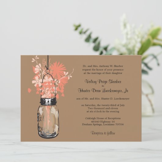 ワイルドフラワーズ&メイソンジャー結婚式招待状 招待状 (スタンド正面)