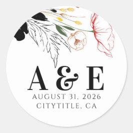 ワイルドフラワーズ モダン ボーホー ブラックアクセント ラウンドシール