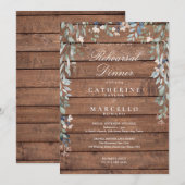 ワイルドフラワーズ ラスティック ウッド リハーサル ディナー 招待状 (正面/裏面)