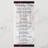 ワイルドフラワーズ&リボン – ブルゴーニュ結婚式 プログラム (裏面)