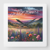 「ワイルドフラワーズ」壁時計 スクエア壁時計 (正面)