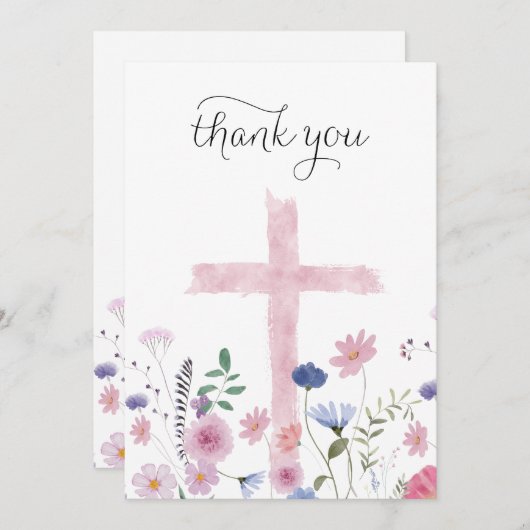 ワイルドフラワーズ 聖十字架 感謝カード 招待状 (正面/裏面)