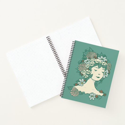 ワイルドフラワーズ – Zinny - Bullet Journal – 緑 ノートブック (内部)