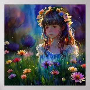 *~ワイルドフラワーズAP56ガールファンタジーアー絵を描ト ポスター